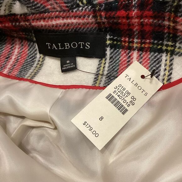 NWT Talbots Shetland Plaid Ruffle Trim Wool Jacket Size 8 - Picture 9 of 13